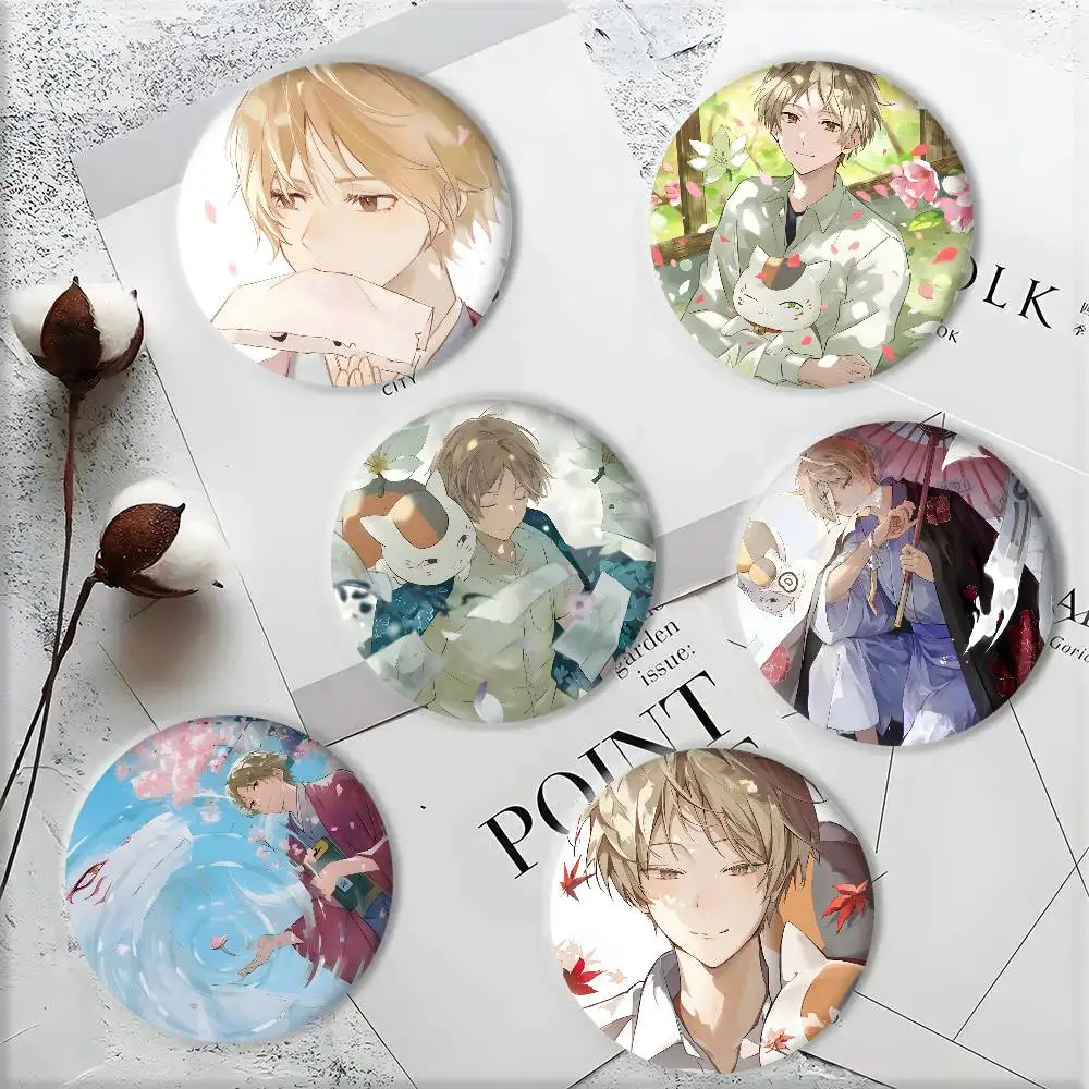 Classic Anime N-Natsume Pleof Friends Badge Tinplate DIY Backpack Clothing Accessories Jewelry Pins