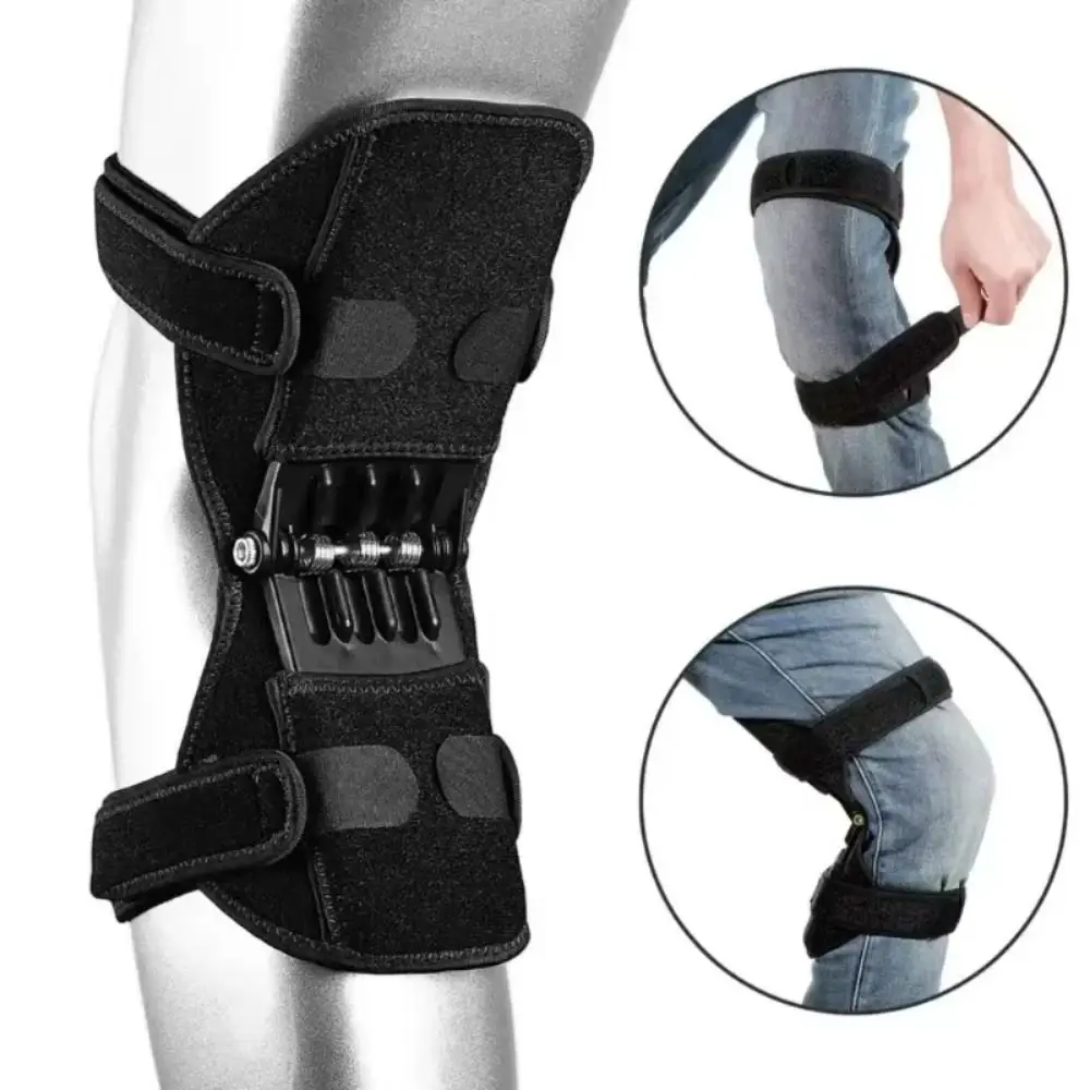 Rodilleras de protección de rodilla con resorte de rebote, rodilleras de soporte fijas transpirables, Protector de rodilla antideslizante para deportes, 1/2 Uds.