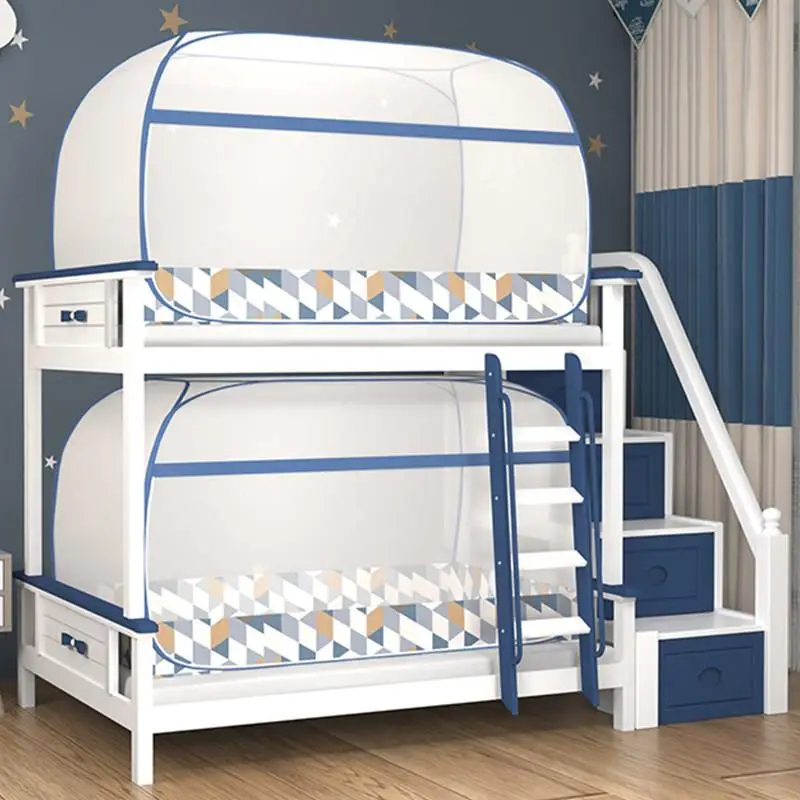 No-Install Mongolian Tent Mosquito Net Dormitory Single Bed Lower Bunk Bed Iron Frame  Wood Bed Double Layer Height Diff...