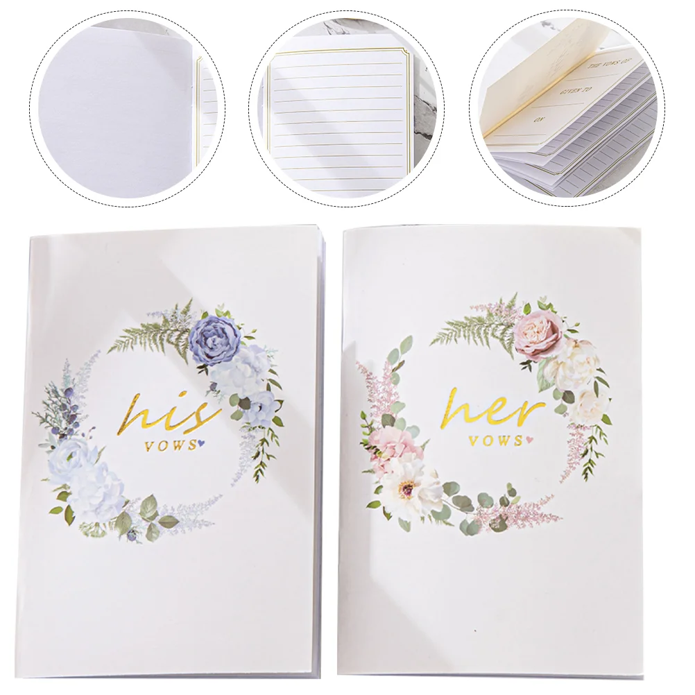 2pcs Wedding Vows Hand Books Paper Vow Notebook Bridal Wedding Supplies Vow Books for Wedding Wedding Vows Books