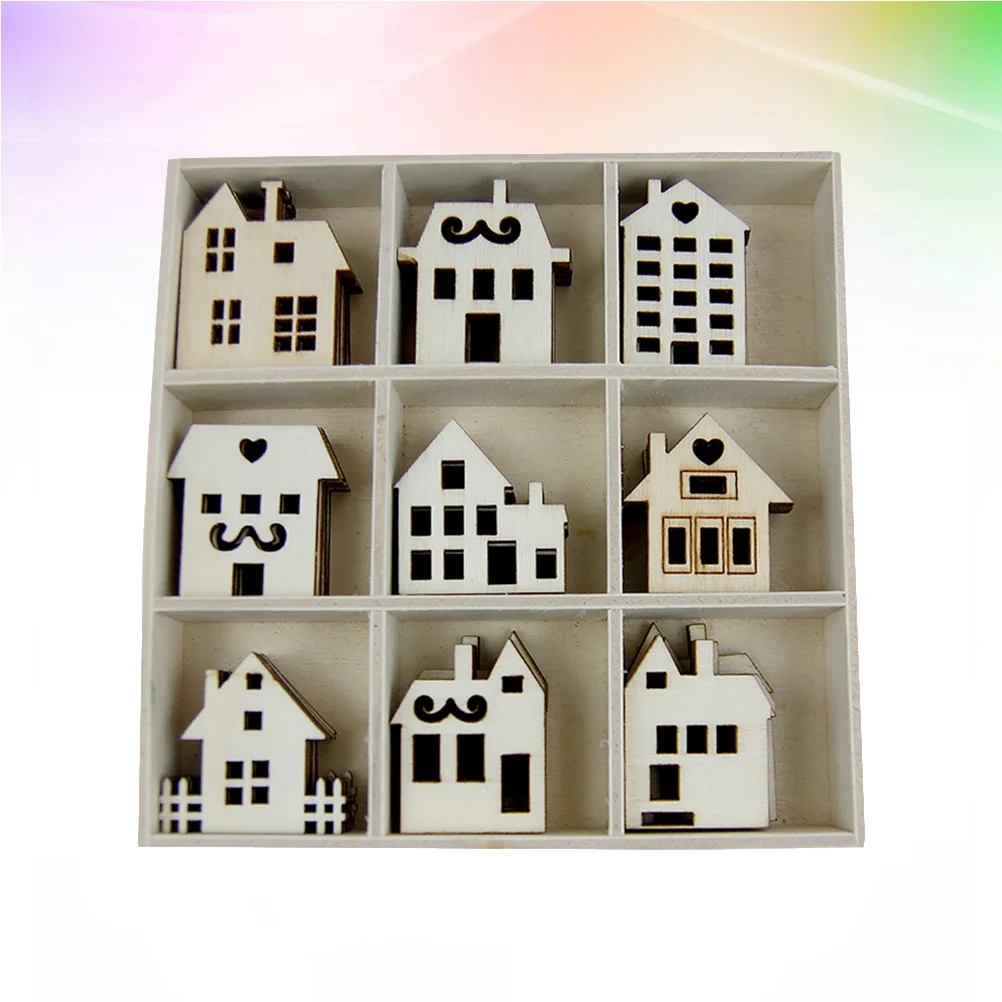 

45 Pcs Wood Chip House Wooden Slices Hanging Decorations Gingerbread Ornaments DIY Crafts Accessories
