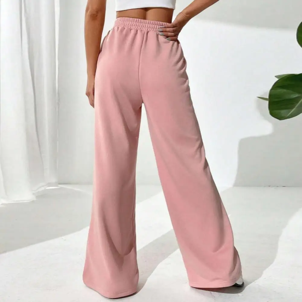 Pantaloni da salotto a gamba larga pantaloni a gamba larga in vita elastica pantaloni a gamba larga a vita alta a forma di V da donna alla moda per l'uso quotidiano