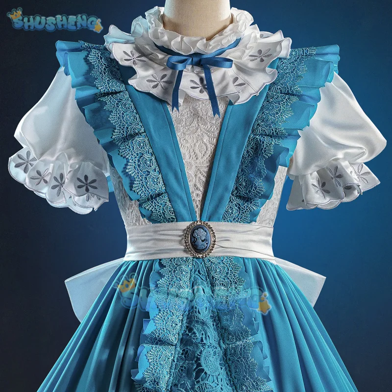 لعبة الهوية الخامس الصحفي تأثيري حلي أليس في دريم لاند فستان الهالوين كرنفال حفلة عيد الميلاد لعب الأدوار الملابس