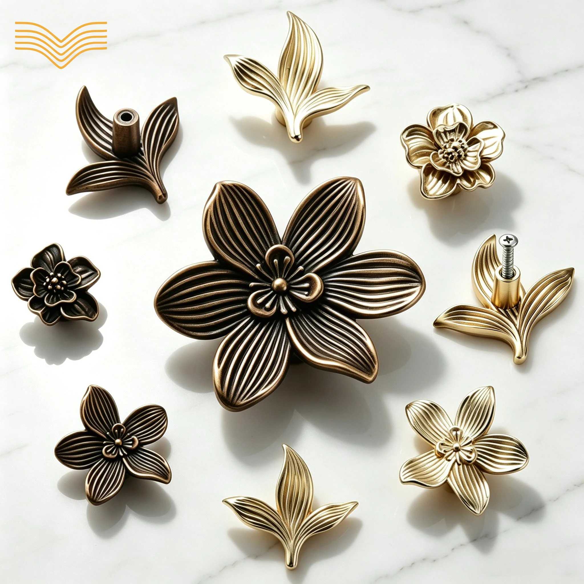 Creative Floral Petal Zinc Alloy Knobs Antique New Chinese Single Hole Drawer Pulls Art Shape Handles For Wardrobe Cabinet Doors