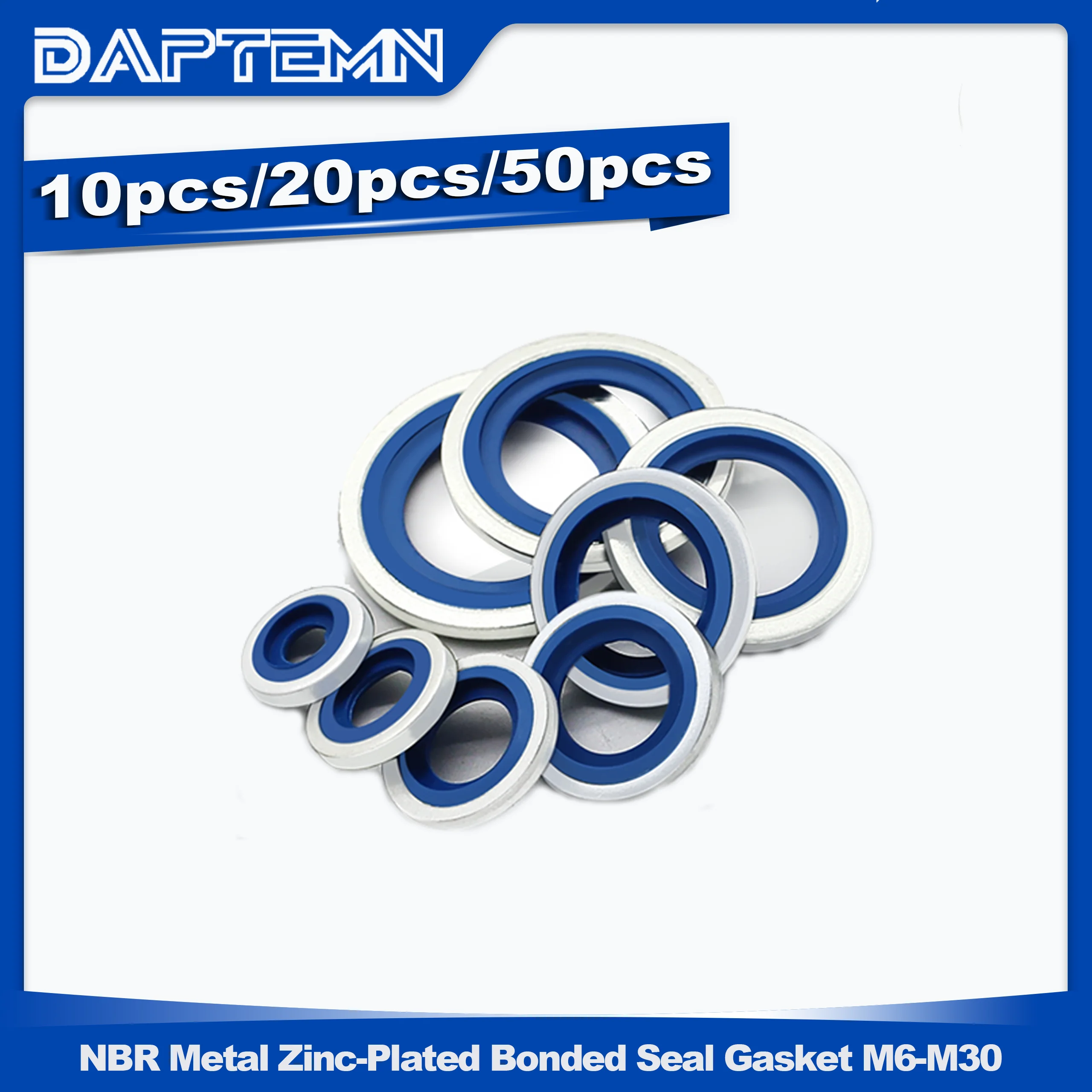 

Bonded Sealing Washers, NBR Zinc-Plated Auto Self-Centred Seal Rubber Gasket, Includes Sizes of M6-M30 (10pcs /20pcs/50pcs)