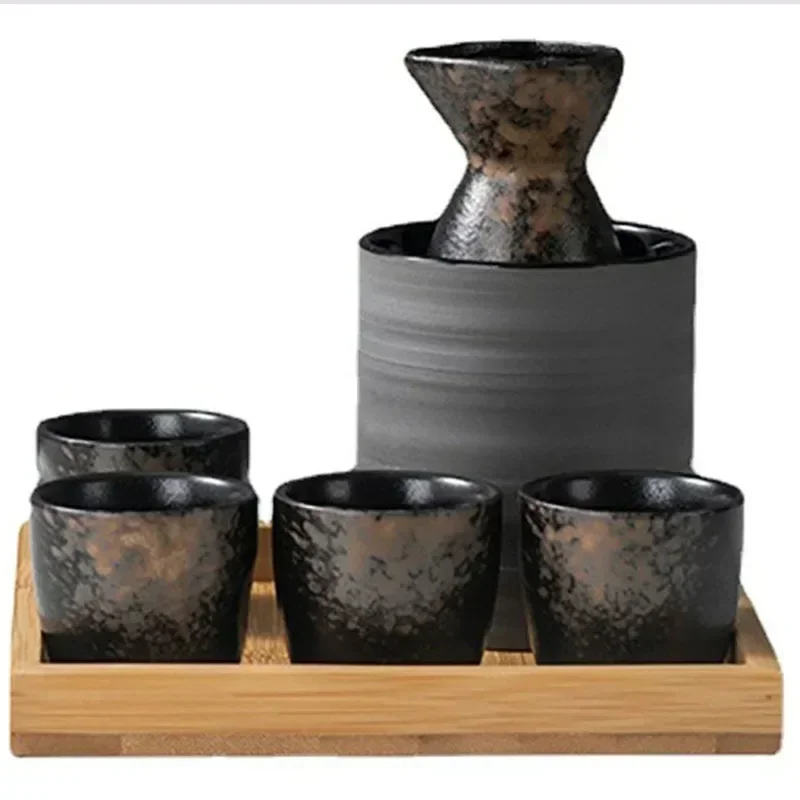 Handmade Japanese Style Spirits Cups Rice Wine Warmer Chinese Wine Set Household Sake Pot and Cup Ceramic Sake Set Tea Cup Gift