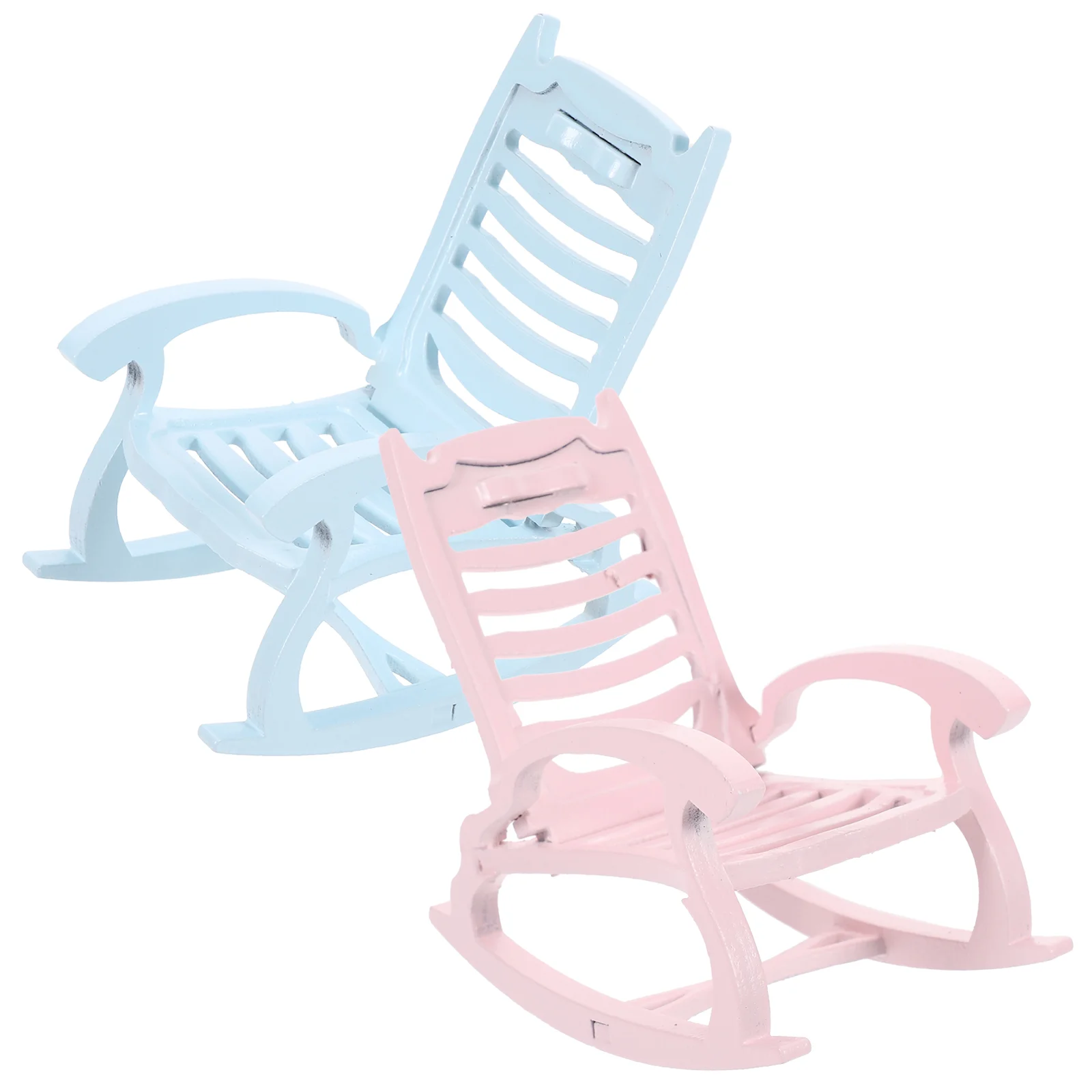2pcs House Mini Rocking-chair Model House Chair Models House Accessories Mini House Furniture Model