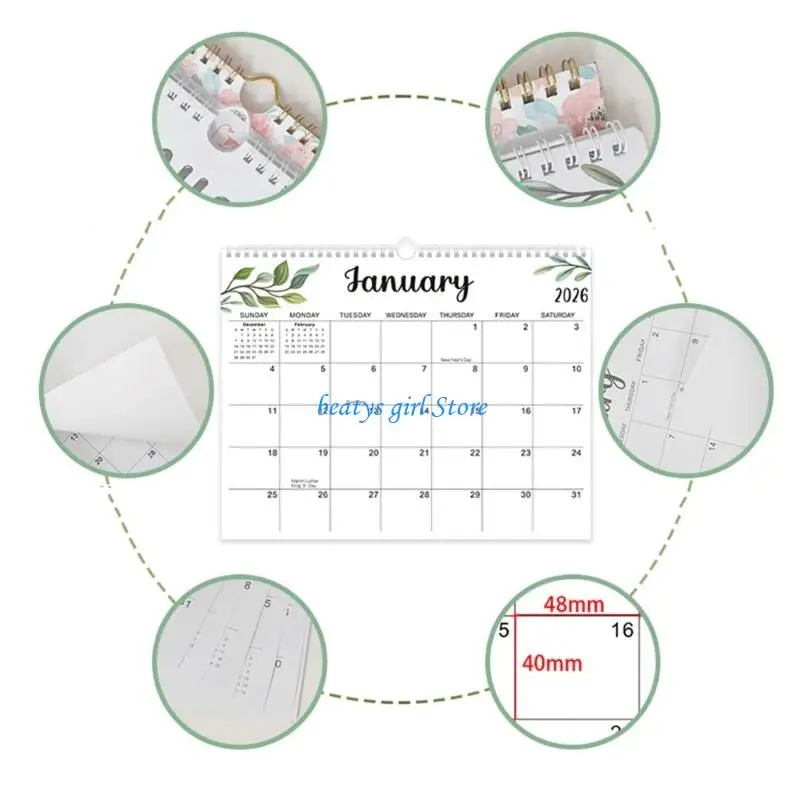 C7AB 2026-2027 Wall Calendar from Jan 2026 to Jun 2027 For Daily Weekly Scheduling