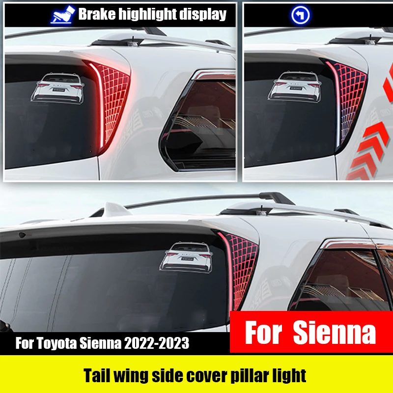 Stiker Aksesori Khusus Dekorasi Belok Lampu Pilar Samping Pintu Belakang untuk Toyota Sienna 2022-2023