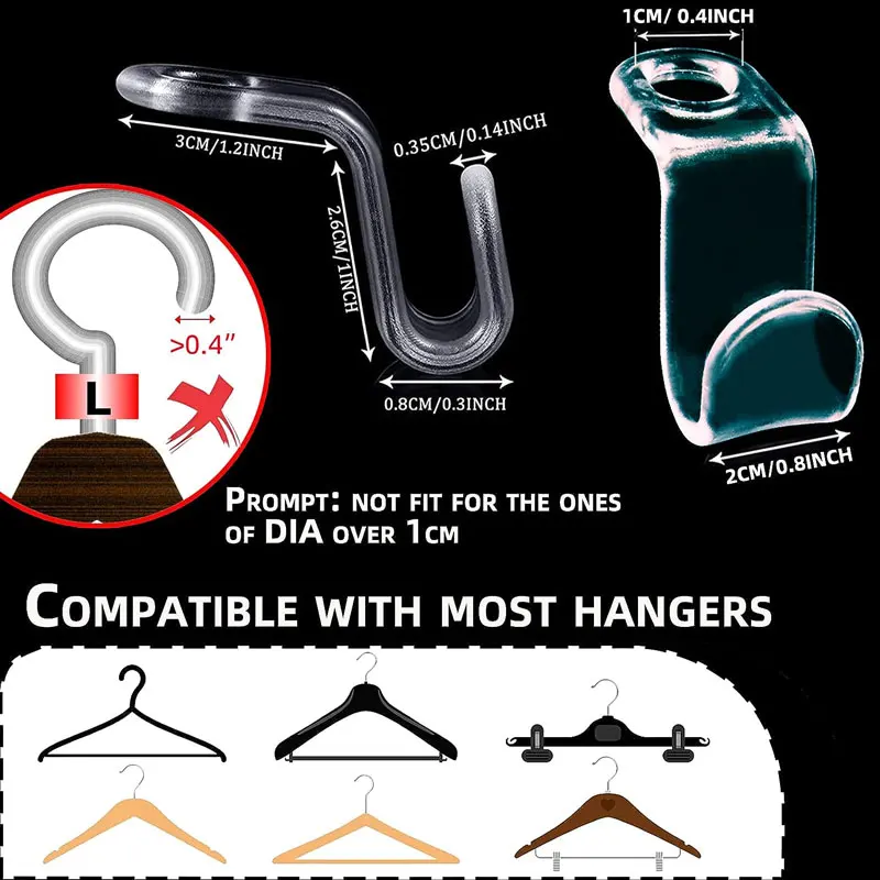 10/20Pcs Clothes Hanger Connector Hooks Hanger Extender Clips Hanger Extenders for Closet Space Saving Hangers Accessories