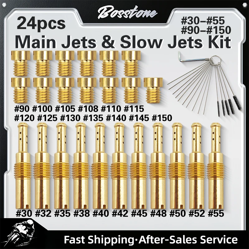 24PCS Carburetor Jet Kit 11 Main and 13 Slow Jets for PWK Honda CV CVK VB VD VE PD PE carbs Yamaha carburetors Keihin OKO PWM