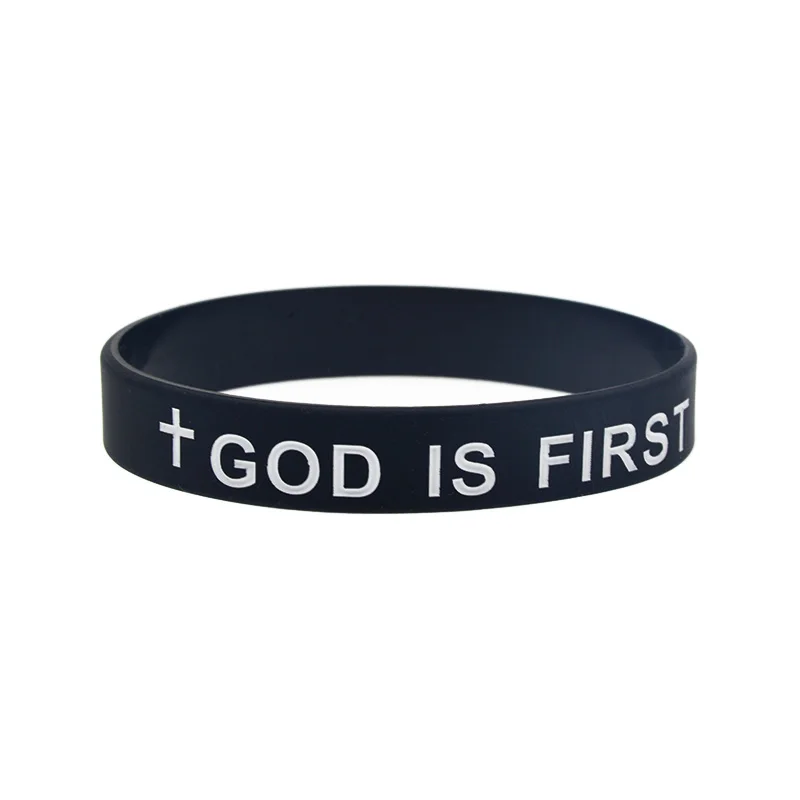 1PC/4PCS Gott ist Erste Jesus Silikon Armband Christian Bibel Vers Armband ICH Bin Zweite Gummi armreifen Männer und Frauen Schmuck