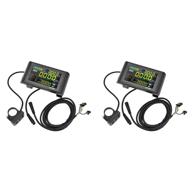 

【Секь-только!】2X SW900 ЖК-дисплей, панель управления, 24 36, 48 В, 52 В, 60 В, электрический скутер, 6-контактная вилка, скорость езды, время, дисплей мощности