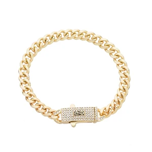 سلسلة كوبية مطلية بالكهرباء من موناكو للرجال والنساء ، 6 مم ، مادة نحاسية ، ذهب عيار 14 قيراطا ، يمكن تخصيص الطول أفضل 6 أساور خلخال رجالي للرجال - رقم 4