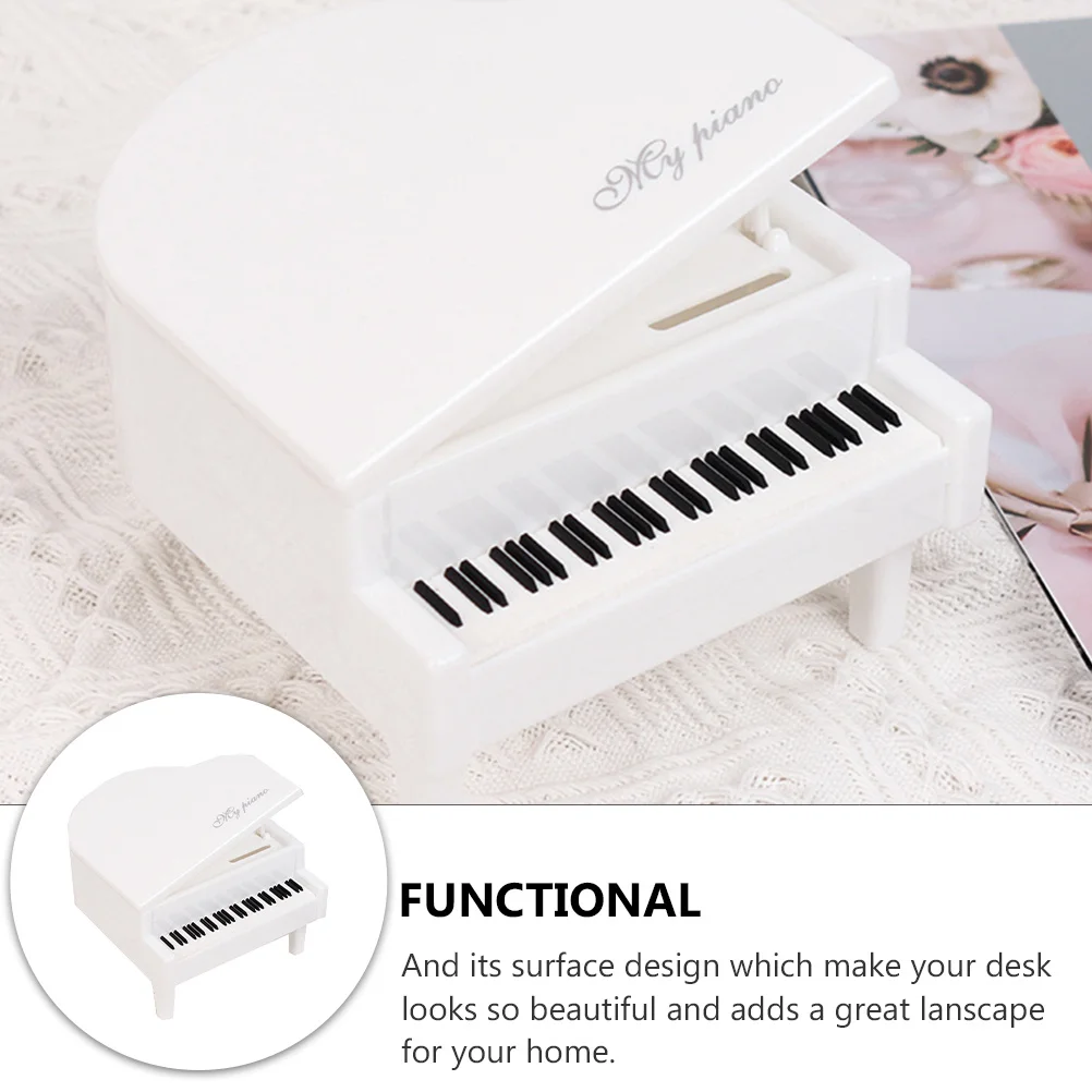 

White Piano Ornament Mini Abs Piano For Home Decor Desktop Shelf Dining Table Room Decoration Musical Instrument Art Piece Photo