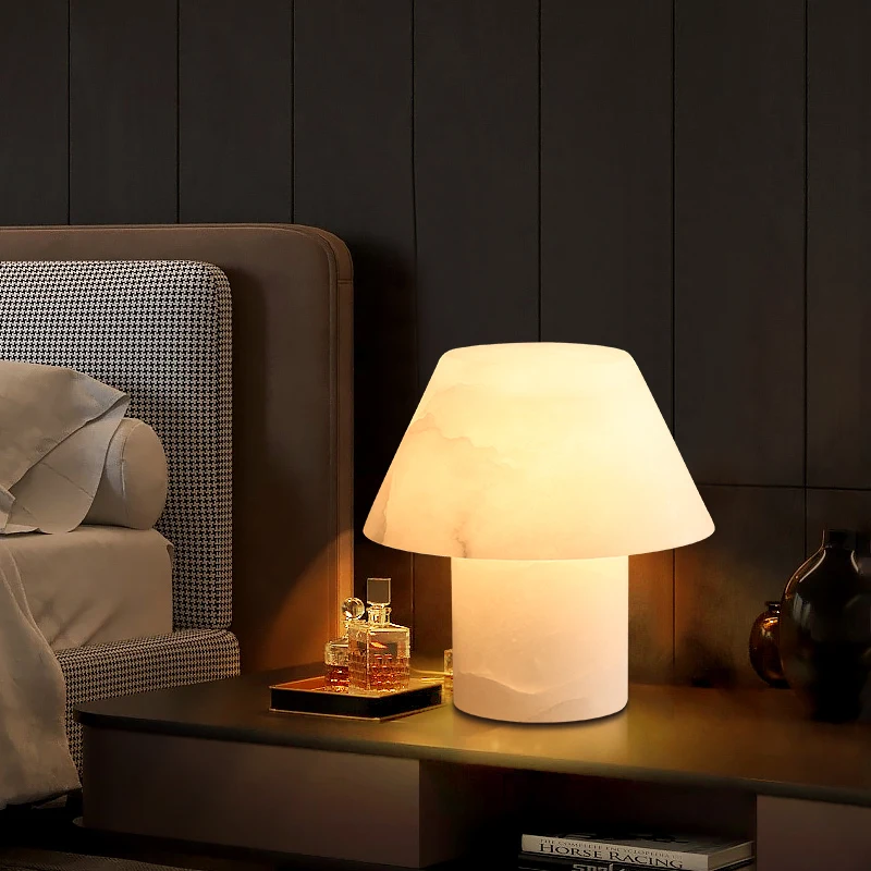 Modern Nordic Simple Romantic Warm Imported Spanish Alabaster Luxury Desk Bedside Lamp E26 Base Electric Power Supply