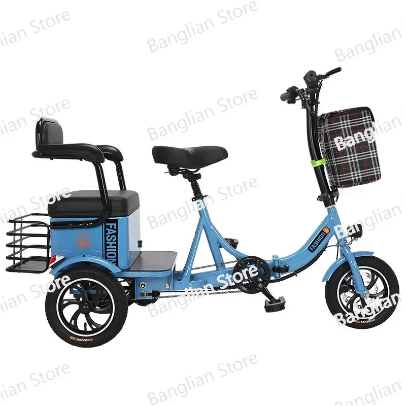 Small electric tricycle powered by human foot and electric pedal, convenient for adults to pick up and drop off at home view 4