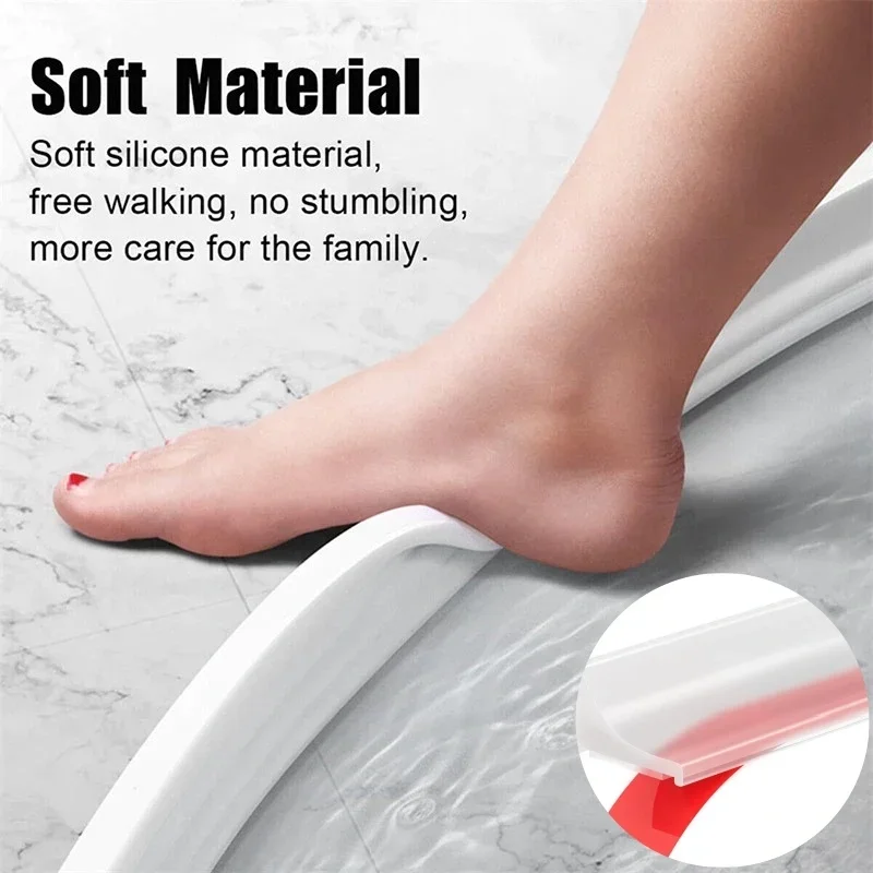

Self-Adhesive Silicone Water Retaining Strip Bathroom Water Stopper Bendable Door Bottom Sealing Strip Shower Dam Barrier