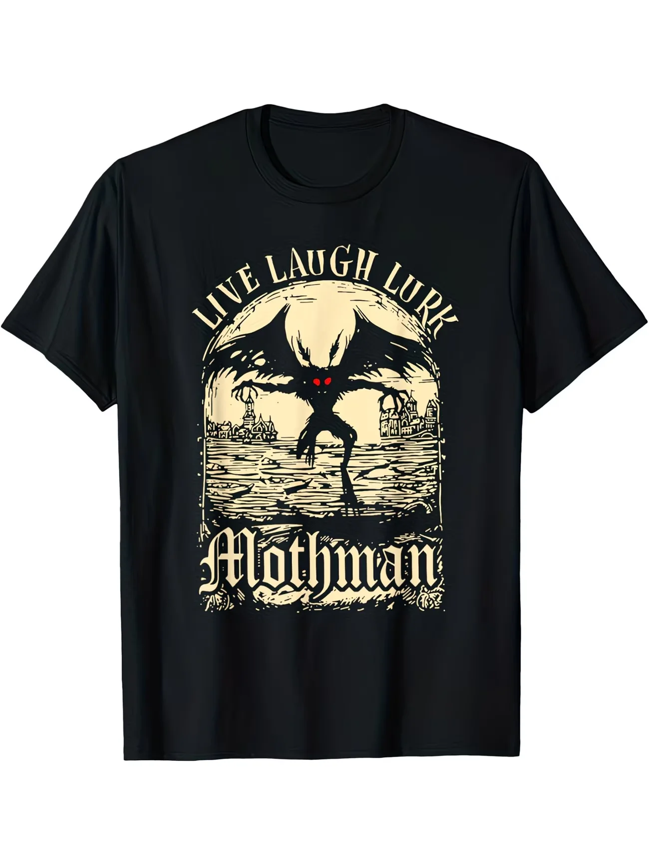Men'S Mothman Live Laugh Lurk T Shirt Women Top Tee Streetwear Oversize Casual Trend Vintage Harajuku O-Neck Novelty Comfortable