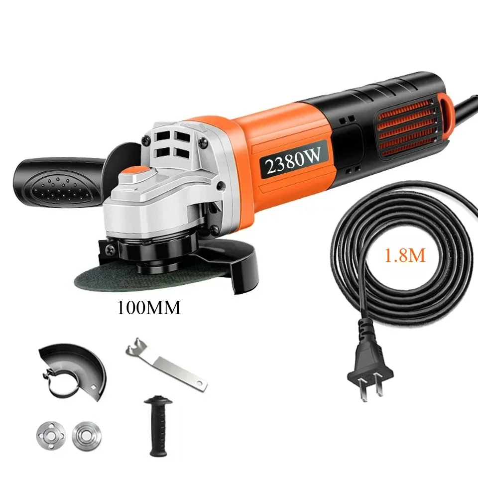 100/125mm Electric Angle Grinder 220V Corded Grinding Machine 6 Speeds Power Tools Adjustable Cutting Polishing Machine Home Use