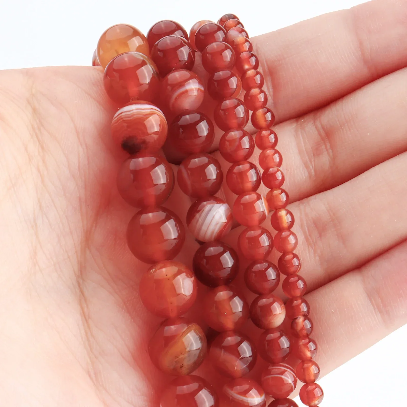 Natural Stone Red Carnelian Striped Agate Beads For Jewelry Making DIY Bracelets Necklace Supplies Wholesale 4/6/8/10/12mm 15''
