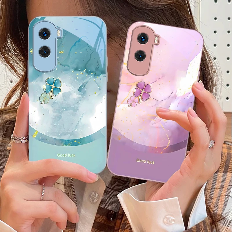 

Four Leaf Clover Gradient For Honor 200 90 8X 9X Pro Lite P50 P40 Nova 10 11i P60 Magic4 6 Mate 20 50 Tempered Glass Phone Case