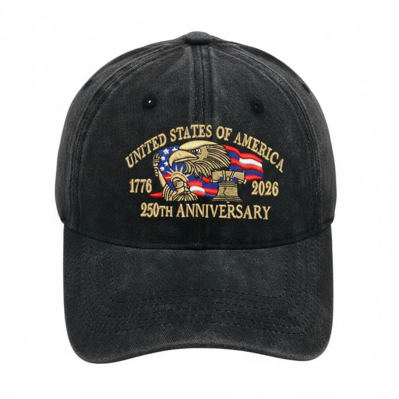 American 250th Anniversary Cap Unisex 1776-2026 Commemorative Hat Pre-Curved Visor Embroidered Patriotic Hat for Countrywide