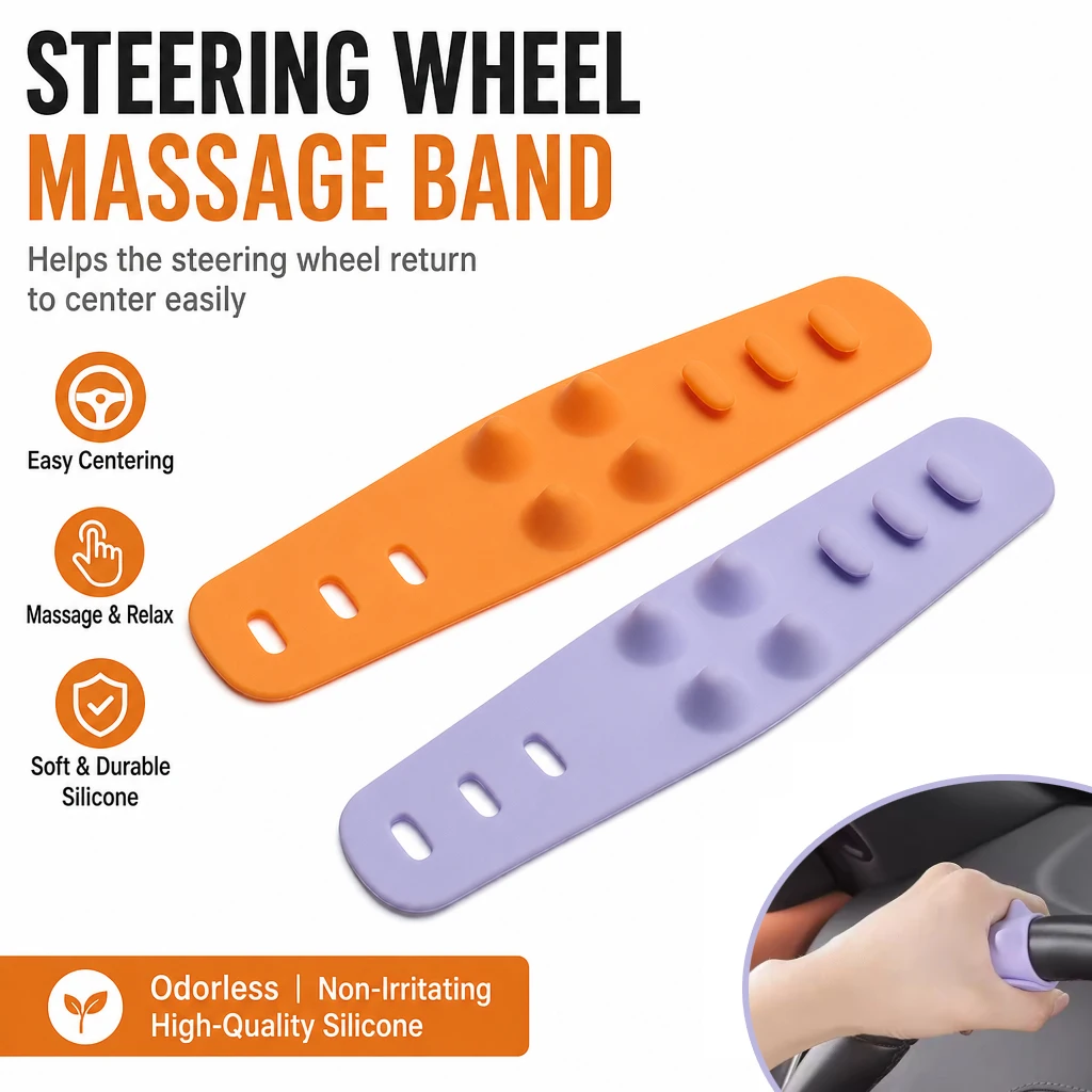 1/2PCS Car Steering Wheel Position Marker Anti Slip Palm Massage Strip Driving Aid Steering Wheel Strap Car Interior Accessories