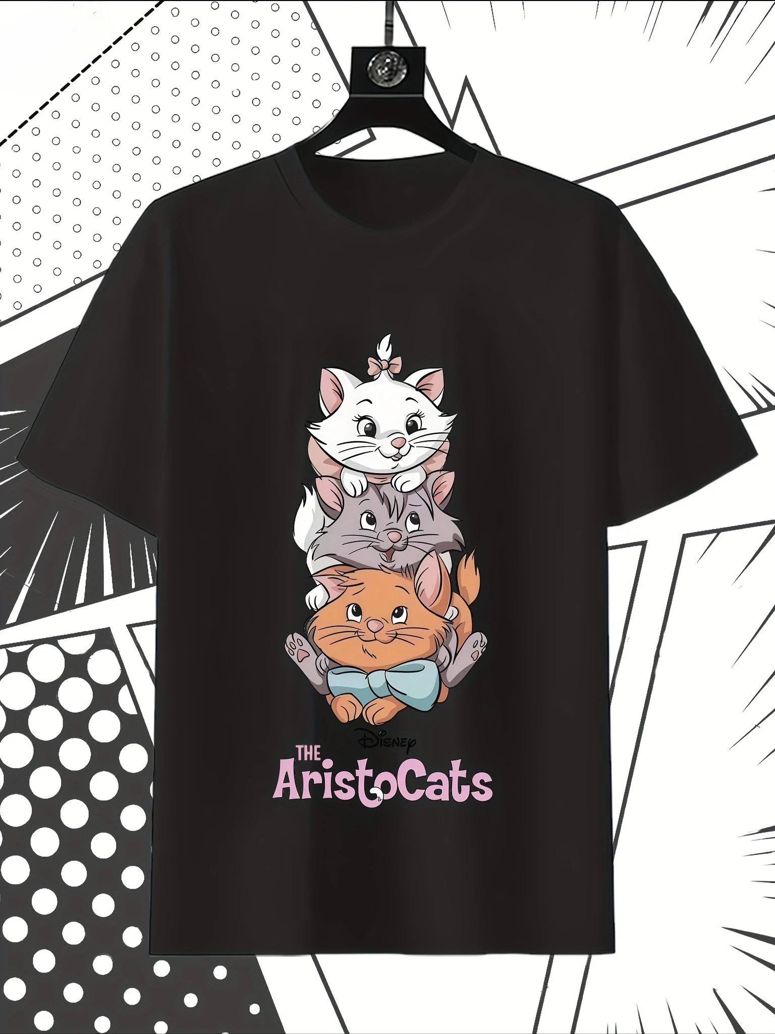 

Disney's Aristocats Men's T-Shirt - White Tee with Marie Toulouse Duchess & Edgar - Classic Disney Animation Stack