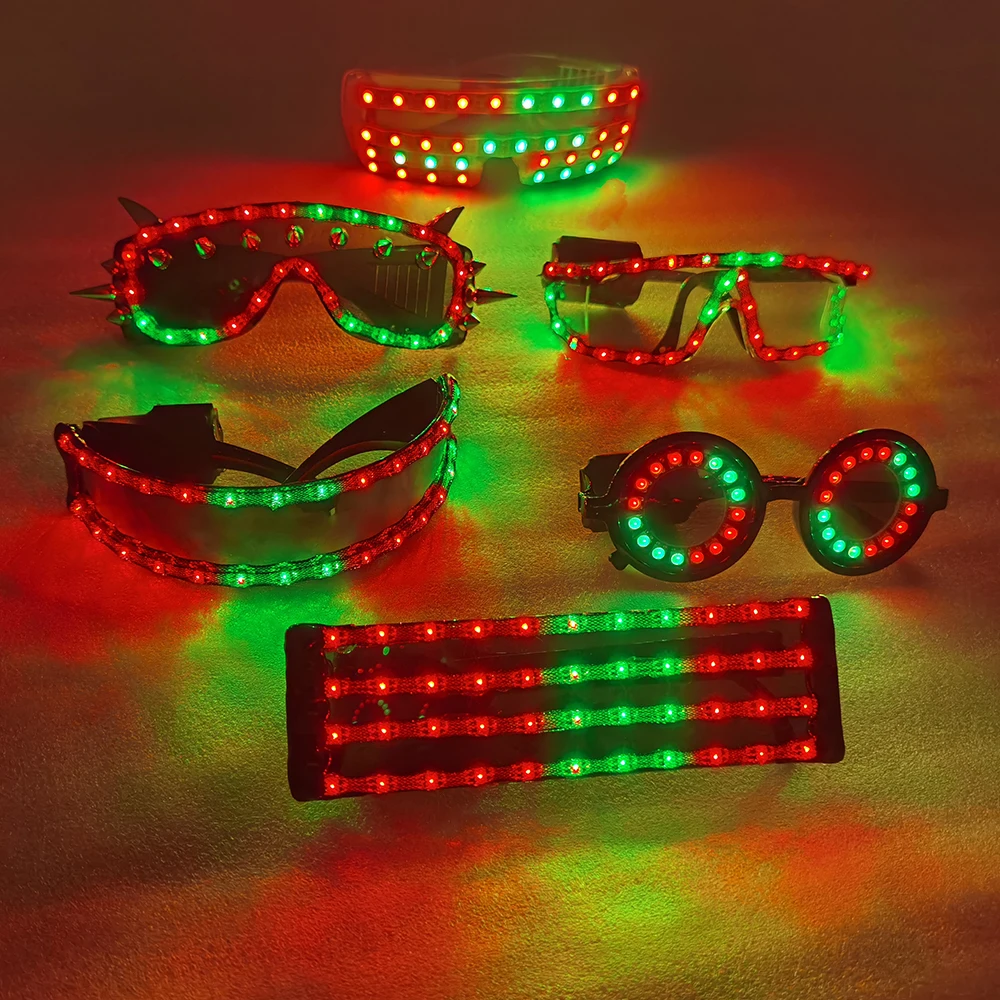 Pixel Smart LED Goggles Laser Glasses with Pads Intense Multi-colored 350 Modes Rave EDM Party Luminous stage costumes