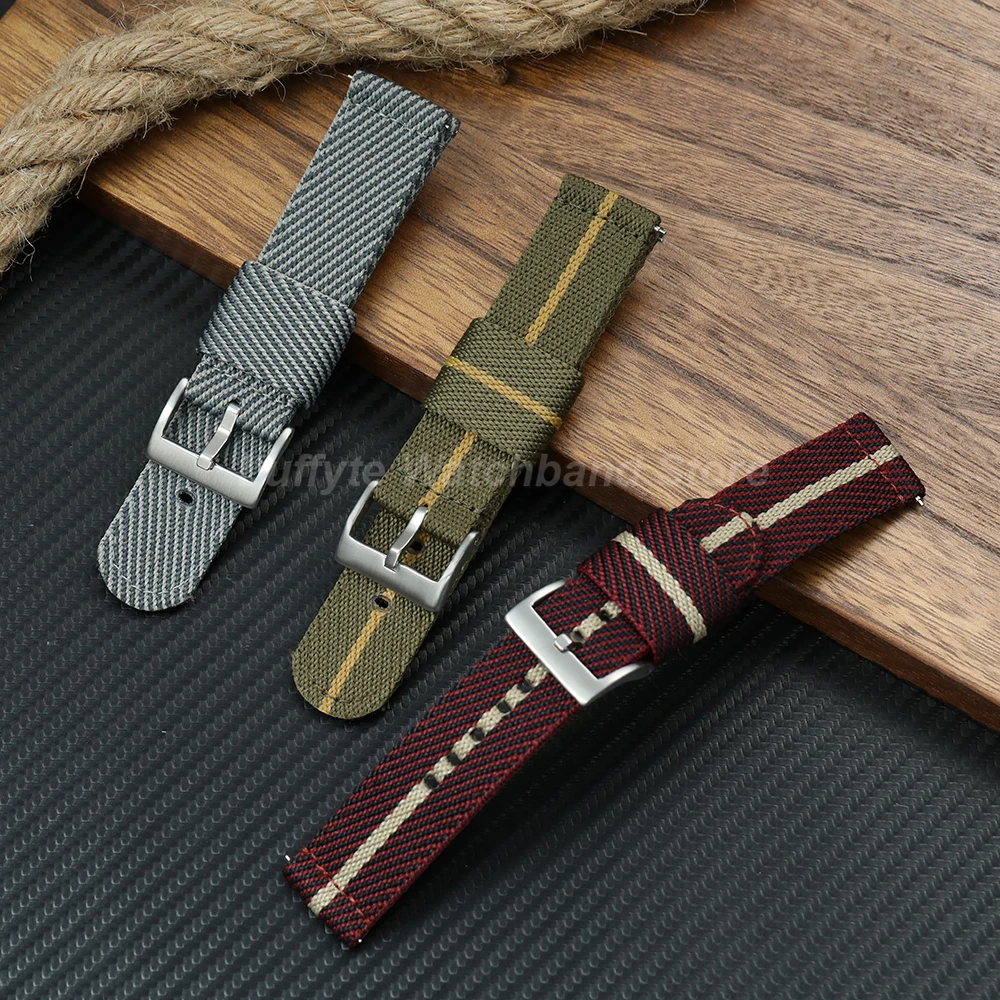 Men Nylon Watch Strap 20mm 22mm Quick Release Spring Bar Watchband Sport Military Male Replacement Watch Band