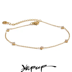 Yhpup Stainless Steel Cubic Zirconia Necklace Anklet Bracelet Rust Proof Attractive Classic Bling Chic Thin Chain Jewelry