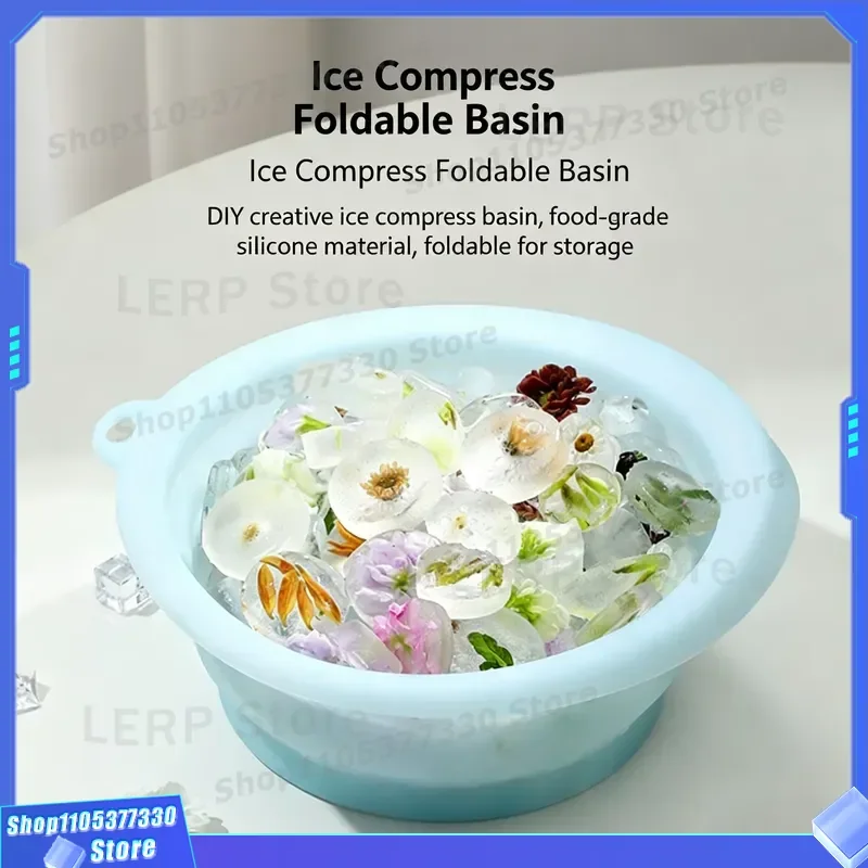 Silicone Facial Ice Bath Bowl With Grid Mold For DIY Ice Cubes Skin Care Cooling Cold Compress Household Beauty Washbasin DIY