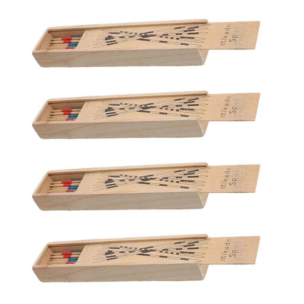 4 Boxen Holz Pick Stick Pickup Sticks Original Spiel Lernspiel Familien Spiele für Kinderspielzeug