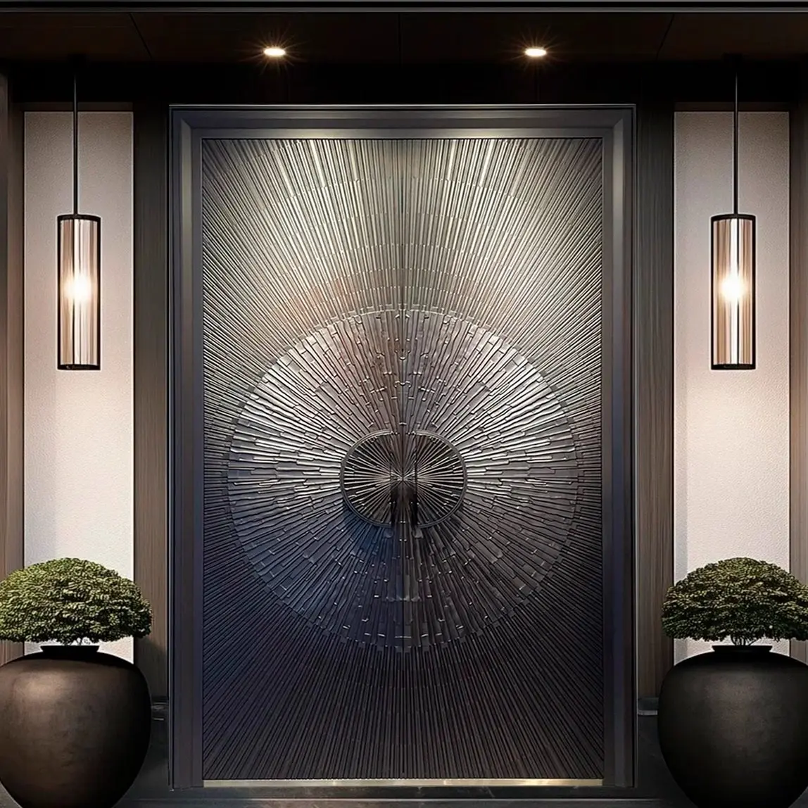Customization Chinese Style Anti-Theft Villa Entrance Security Door With Stainless Steel And Carved Aluminum Construction