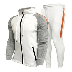 New Men's Autumn and Winter Suit Zipper Hoodie + Pants Two-piece Casual Sportswear Men's Sportswear Warm Clothing Sports Suit