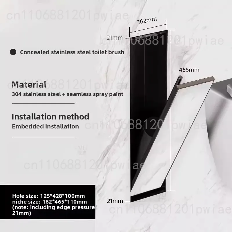 Hidden Stainless Steel Niche Toilet Recessed Toilet Brush Bathroom in-wall