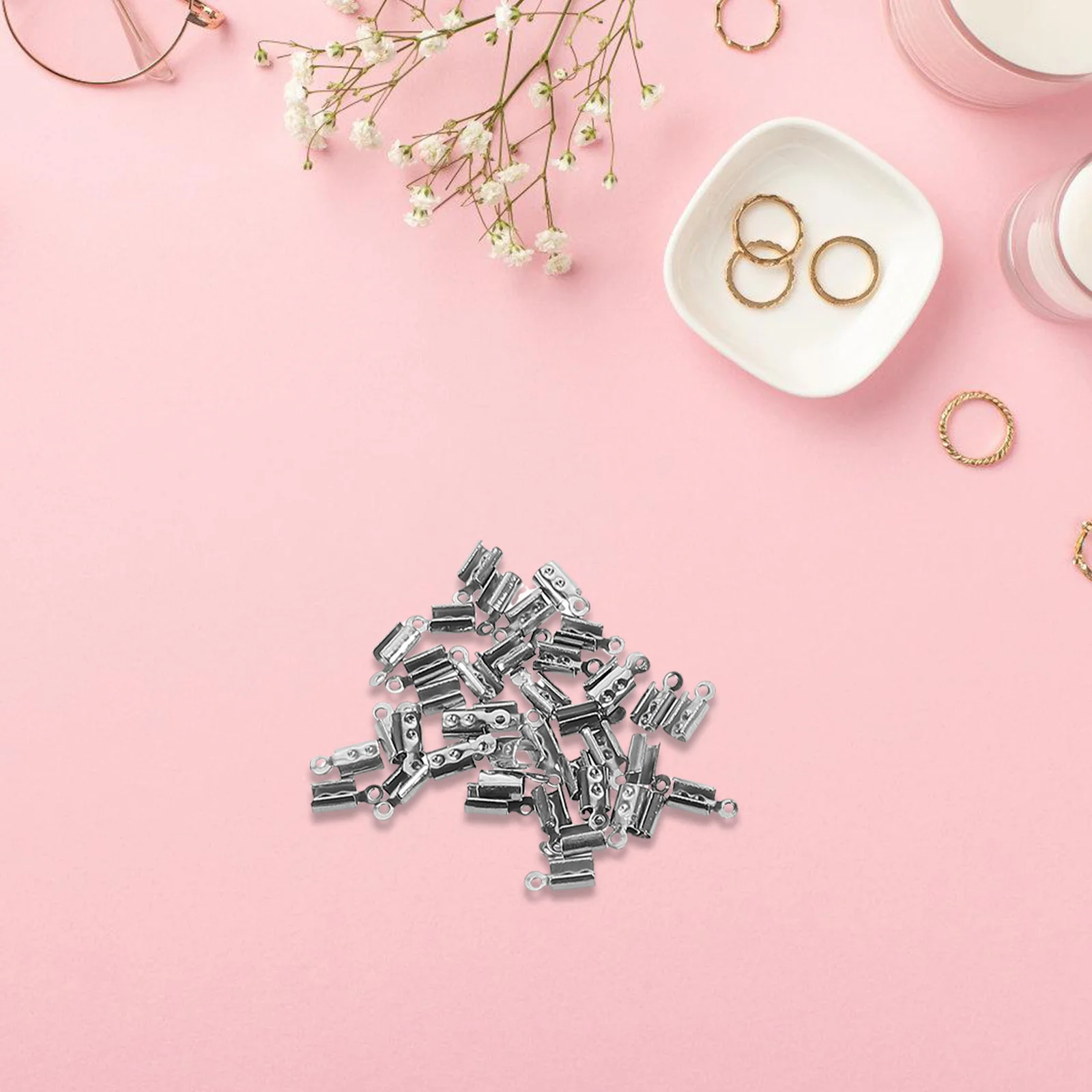 400Pcs DIY Jewelry Making Supplies Clasp Tips Stainless Steel Crimp Cord Caps Connecting Clasps for Necklace Bracelet