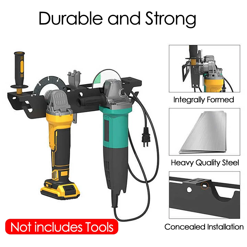Porta smerigliatrice angolare a parete Supporto in acciaio al carbonio Porta taglierina meccanica per garage Lucidatore Gancio di stoccaggio