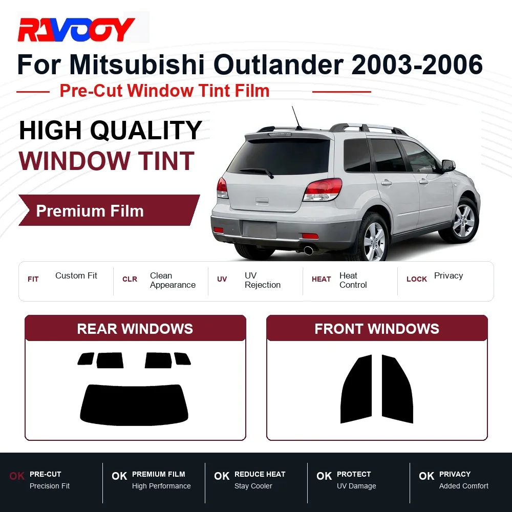 Premium Pre-Cut Window Tint For Mitsubishi Outlander 2003-2006 Front & Rear Windows UV Heat Rejection Privacy Film