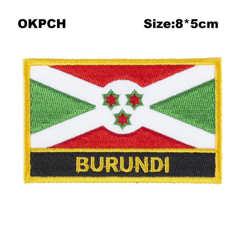 Burundi Flag Embroidery Patches Iron on Saw on Transfer patches Sewing Applications for Clothes in Home&Garden