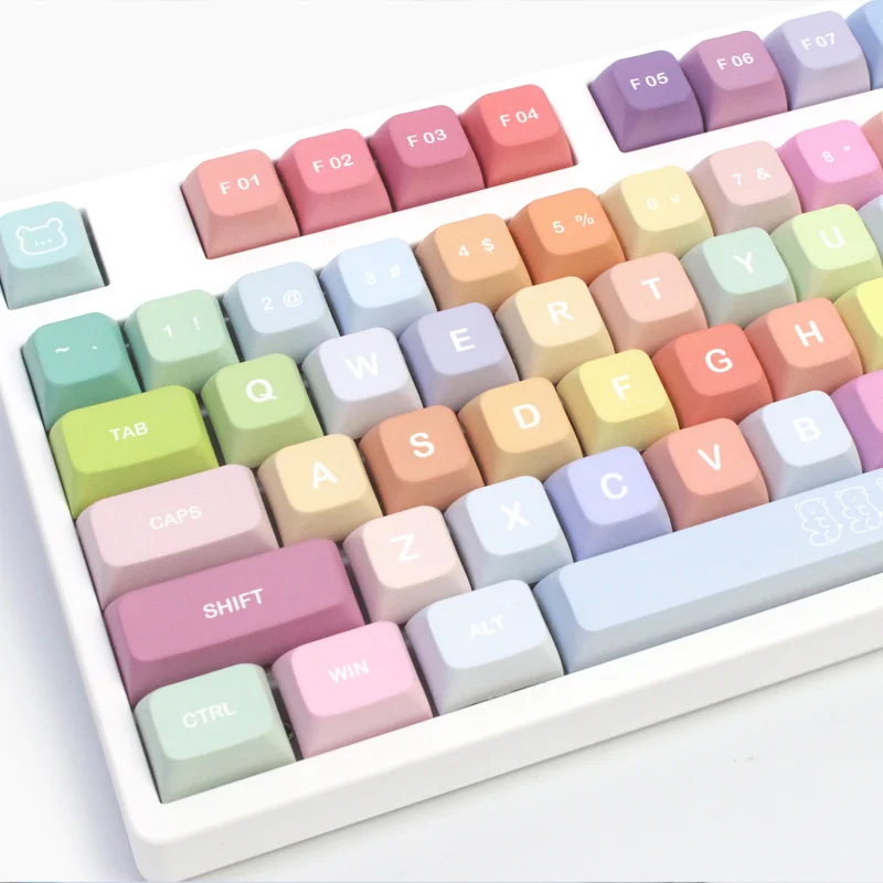 Novità simili XDA PBT Keycaps tastiera meccanica Colorful Lovely Bear DIY Dye-Subbed Teclado Gamer Key Caps Gradient Rainbow