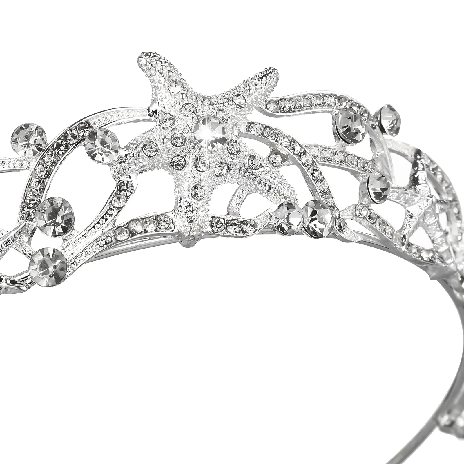 

Sea Star Crown Headpiece Rhinestones Stars Bridal Tiara Wedding Hair Accessory Elegant Goddess Headdress For Women