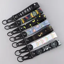 Moon Rainbow Planet Keychains for Car Motorcycles Keys Holder Keyring Women Fashion Jewelry Accessories Jet Tag Key Tag Gifts