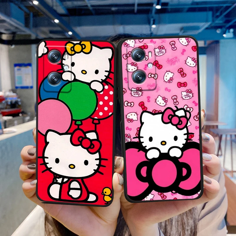 Hello Kitty Cartoon Cute For Xiaomi Redmi 9A 9C 9AT 10C 9 9T 10 12C 13C A3 12 K60 A1 K50 K40 5G Black Funda Phone Case