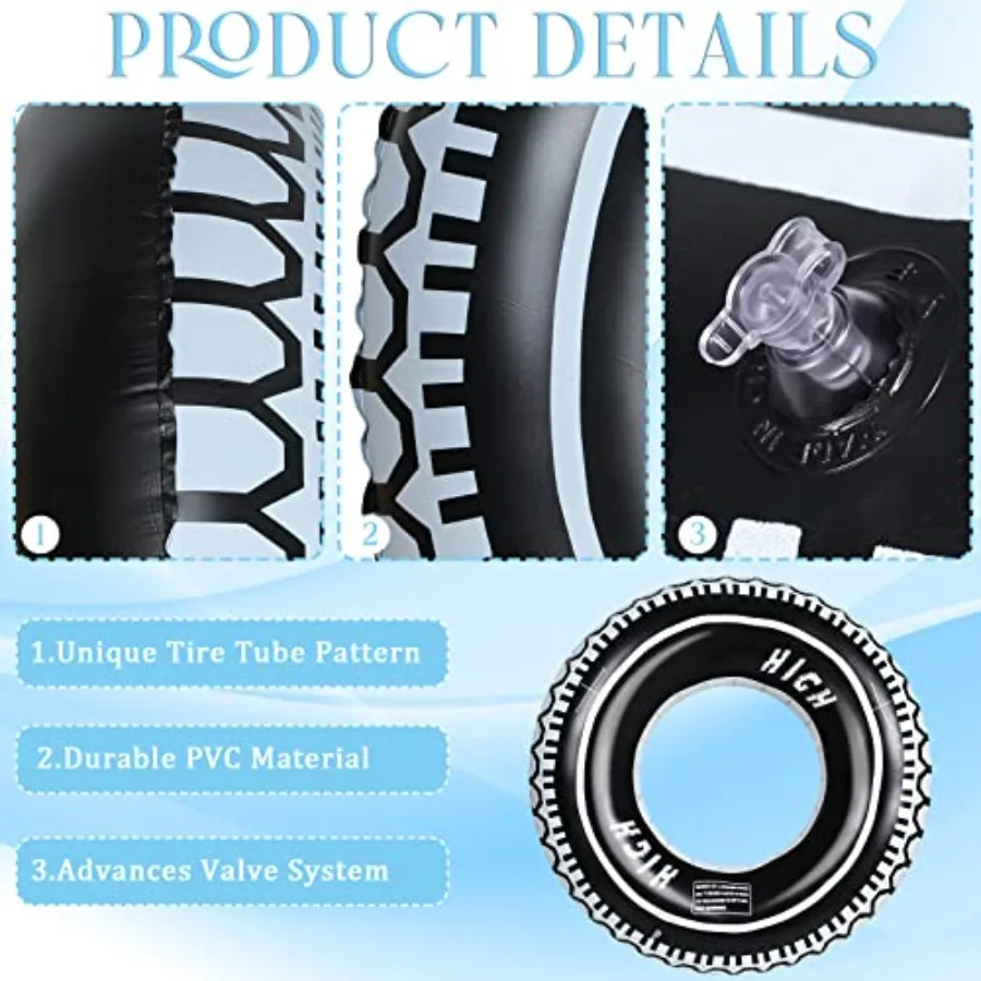 8 Pcs Racecar Themed Birthday Party Iatable Tire Pool Floats Tire Tubes 36 Inch Giant Ring Adults Wheels Birthday plies Truck R
