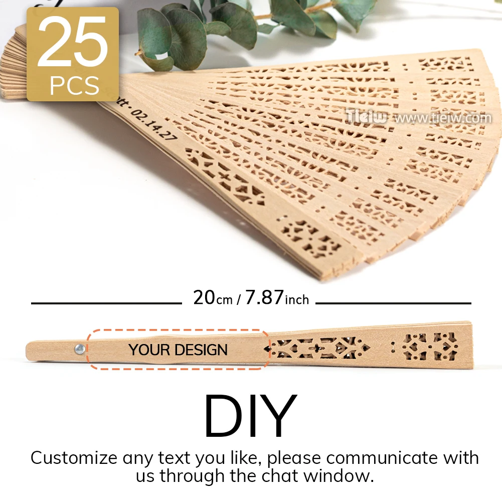 Custom Wedding Fans-Hand Fan For Bridal Shower Beach And Summer Wedding Favors-Personalized Rustic And Elegant Wooden Fan image 3