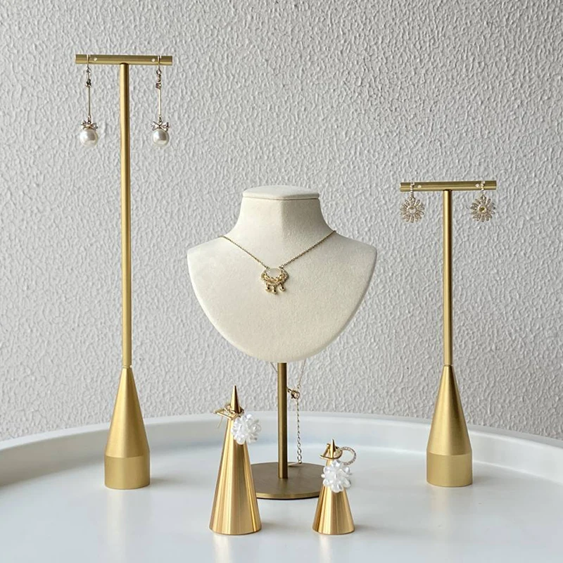 Metal Jewelry Display Rack Earrings Display Necklace  Ring Holder Display Rack T Bar Shelf Display Stand