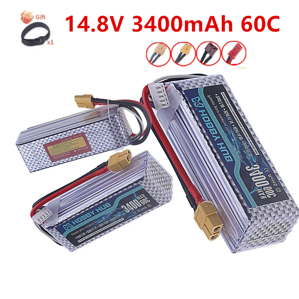 

Аккумулятор LiPo 3400 мАч 14.8В 4S 60C для радиоуправляемых гоночных машин, лодок, самолетов, дронов, запчасти и аксессуары с разъемами T/XT30/XT60