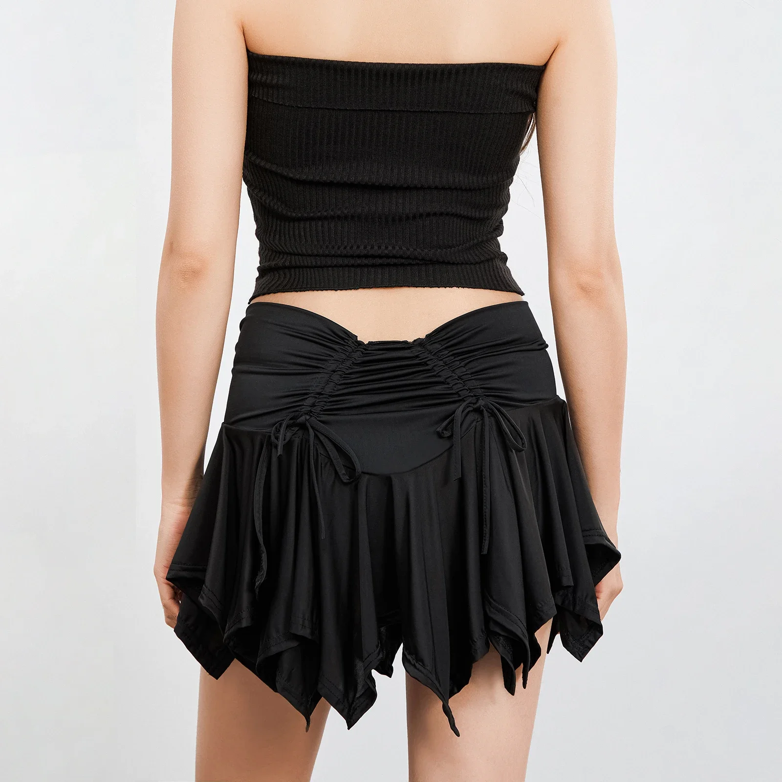 النساء Y2K ريترو منخفضة الخصر التنانير الصغيرة ربط غير النظامية كشكش مطوي تنورة قصيرة الصيف الجرونج القوطية 2000s التنانير الجمالية